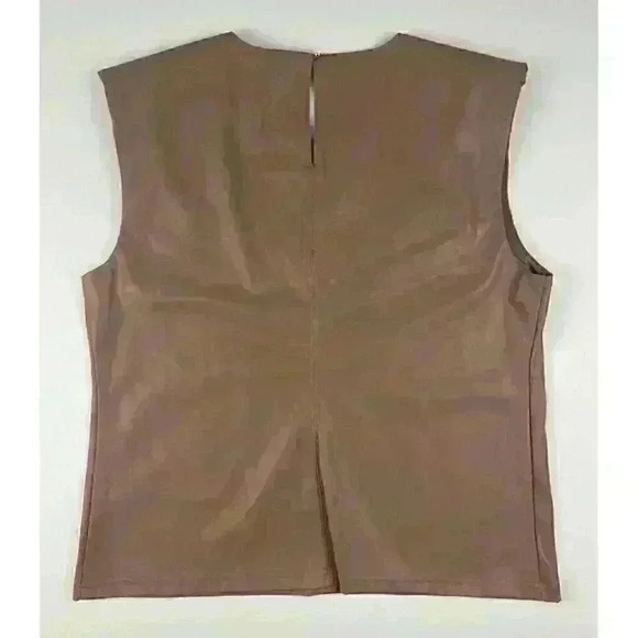 Calvin Klein Women's L Sleeveless Faux Leather Top In UFU/Cafe Ole NWT $79.50 - Picture 4 of 4